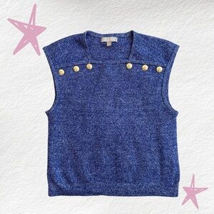 J. Crew Blue Sweater Shell with Gold Buttons